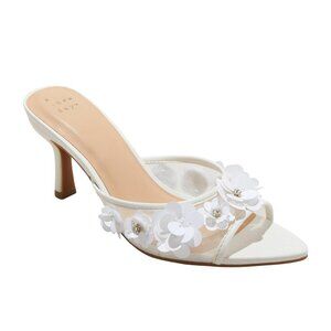 NWT A New Day Lupita Mesh Rhinestone Peep Toe Mule Heels 92609723 White 9M